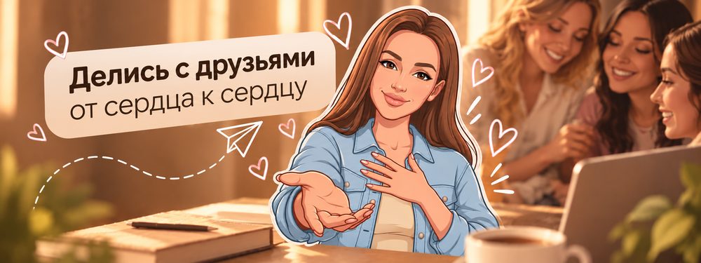 Делись с друзьями от сердца к сердцу